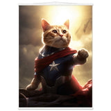 Póster semibrillante de gato con colgador "Michi Super Soldado"