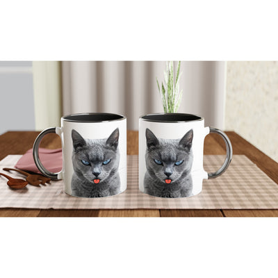 Taza Bicolor con Impresión de Gato 