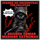 Póster Semibrillante de Gato con Marco Metal "El Ninja de las Galletas" Michilandia | La tienda online de los amantes de gatos