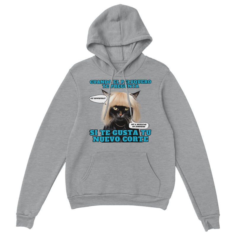 Sudadera con Capucha Unisex Estampado de Gato "El Desastre Peluquero" Michilandia | La tienda online de los amantes de gatos