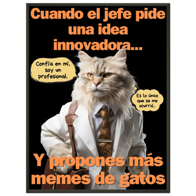 Póster Semibrillante de Gato con Marco Metal 