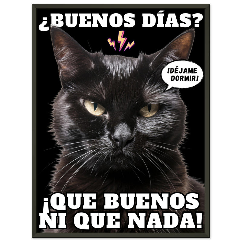 Póster Semibrillante de Gato con Marco Metal "Amanecer Hostil" Michilandia | La tienda online de los amantes de gatos