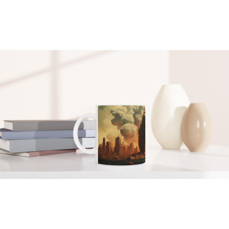 Taza blanca con impresión de gato "Catzilla Unleashed" Michilandia | La tienda online de los amantes de gatos