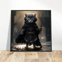 Póster semibrillante de gato con marco metal "Michi Nazgûl" Gelato