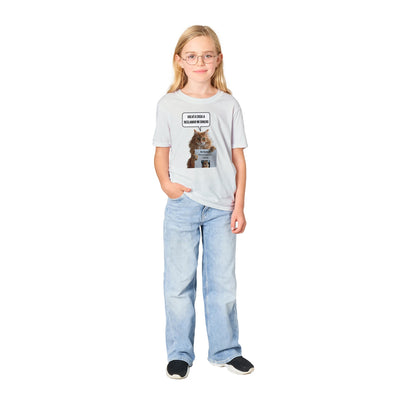 Camiseta Junior Unisex Estampado de Gato "Recompensa Miau" Michilandia