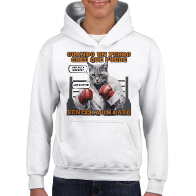 Sudadera con capucha júnior estampado de gato 