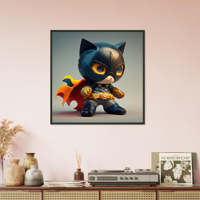 Póster semibrillante de gato con marco metal "Superpurr" Gelato