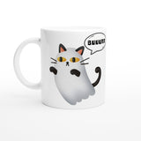 Taza Blanca con Impresión de Gato "Fantasma Miaurador" Michilandia | La tienda online de los fans de gatos