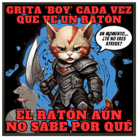 Póster Semibrillante de Gato con Marco Metal "Kitty of War" 70x70 cm / 28x28″