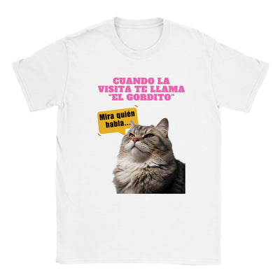 Camiseta unisex estampado de gato "Mira Quién Habla" Michilandia | La tienda online de los amantes de gatos