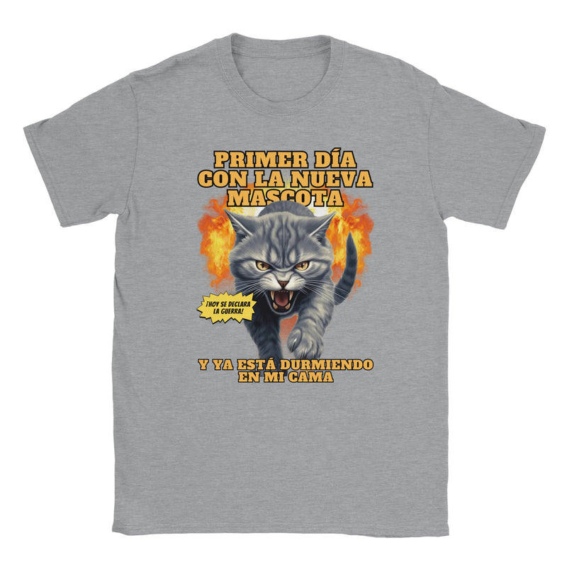 Camiseta unisex estampado de gato "Nuevo Rival" Michilandia | La tienda online de los fans de gatos