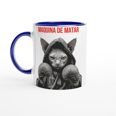 Taza Bicolor con Impresión de Gato "Maquina de matar" Michilandia