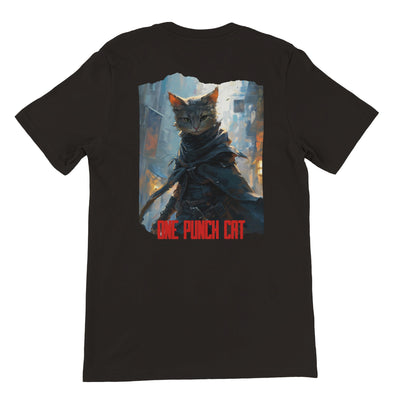 Camiseta Prémium Unisex Impresión Trasera de Gato 