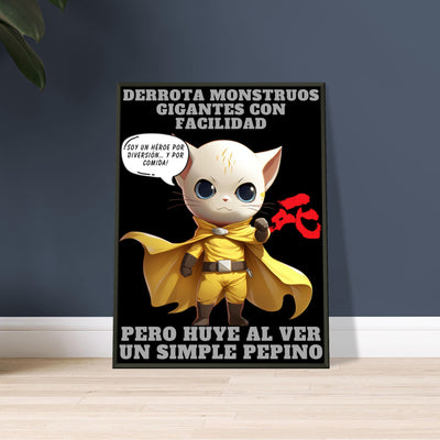 Póster Semibrillante de Gato con Marco Metal 