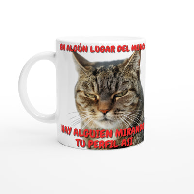 Taza Blanca con Impresión de Gato 