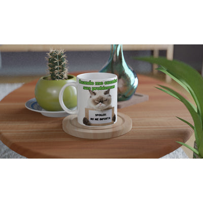 Taza Blanca con Impresión de Gato "Desinterés Felino" Michilandia | La tienda online de los fans de gatos