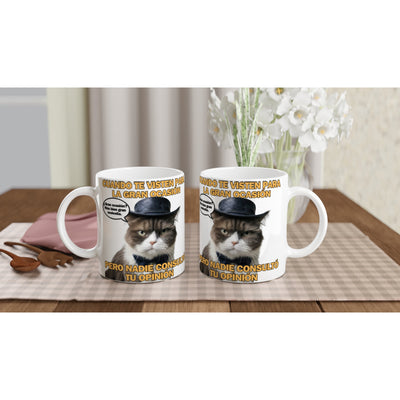 Taza Blanca con Impresión de Gato 