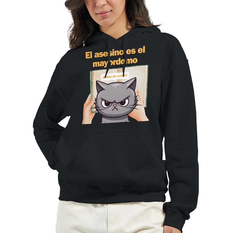 Sudadera con Capucha Unisex Estampado de Gato "El Misterio del Mayordomo" Michilandia | La tienda online de los fans de gatos