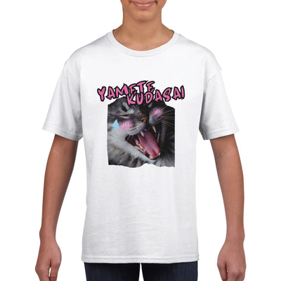 Camiseta júnior unisex estampado de gato 