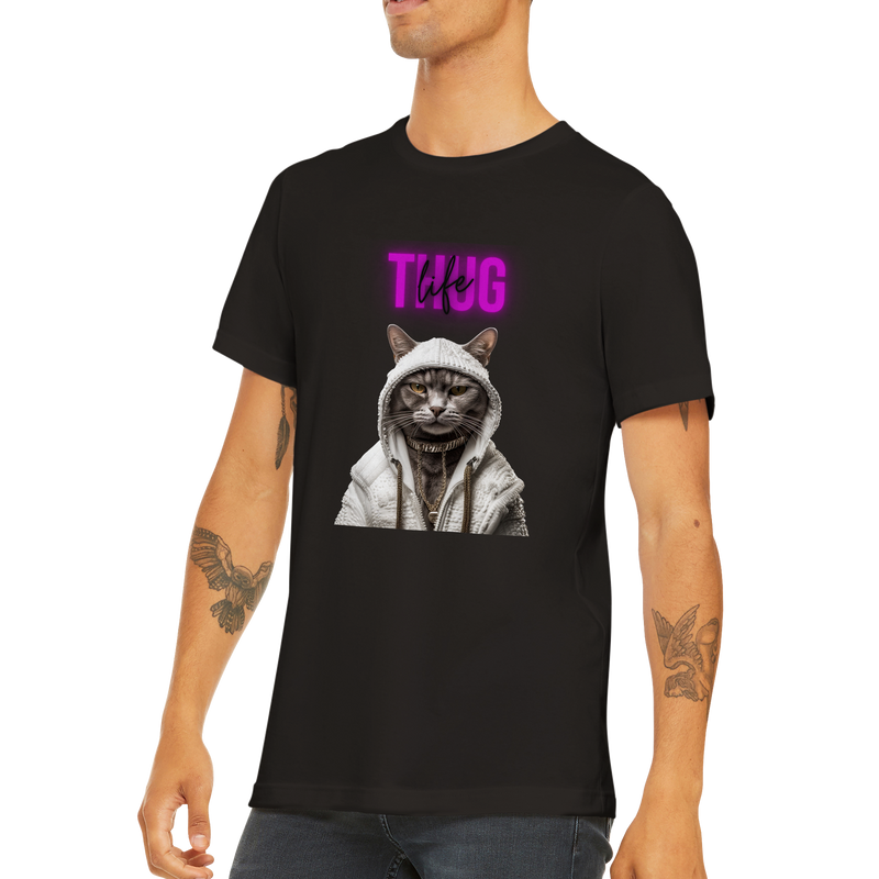 Camiseta unisex estampado de gato "Thug life" Gelato