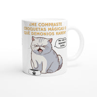 Taza Blanca con Impresión de Gato "Croquetas Mágicas" Michilandia | La tienda online de los fans de gatos