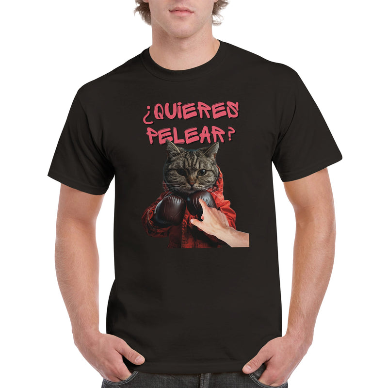 Camiseta Unisex Estampado de Gato "¿quieres pelear?" Michilandia | La tienda online de los fans de gatos