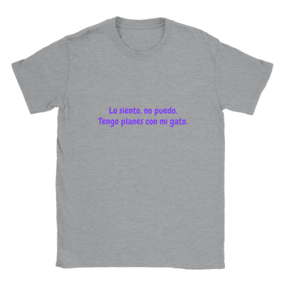 Camiseta unisex estampado de gato "Planes con mi gato" Gelato