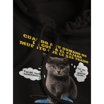 Sudadera con Capucha Unisex Estampado de Gato "Regalo Incomprendido" Michilandia | La tienda online de los amantes de gatos