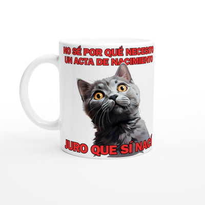 Taza Blanca con Impresión de Gato 