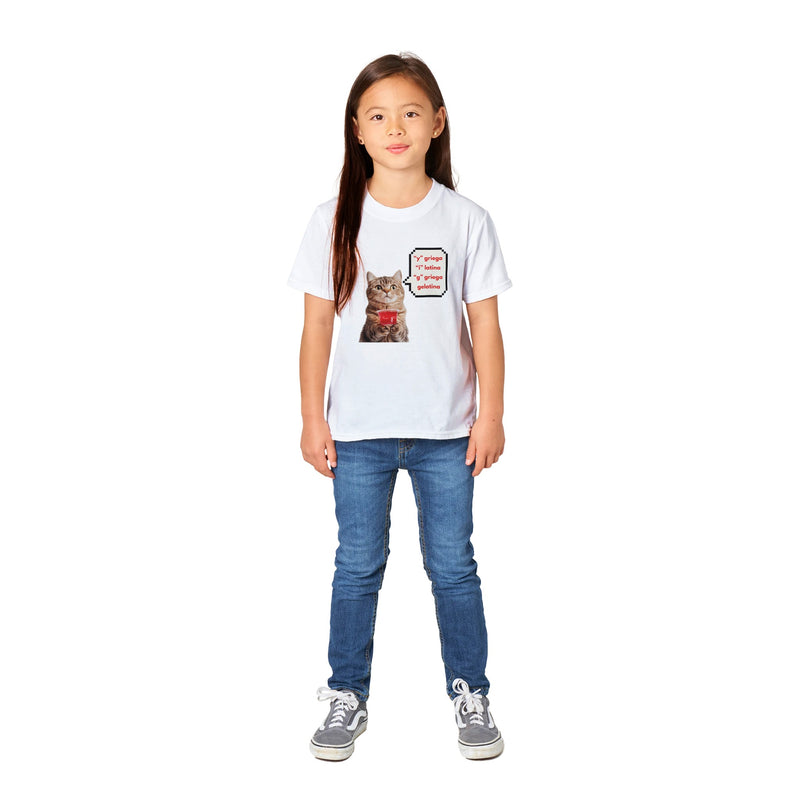 Camiseta Junior Unisex Estampado de Gato "Gelatina" Michilandia