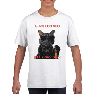 Camiseta Junior Unisex Estampado de Gato 