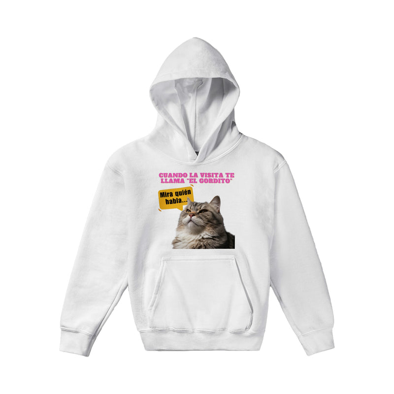 Sudadera con capucha júnior estampado de gato "Mira Quién Habla" Michilandia | La tienda online de los amantes de gatos