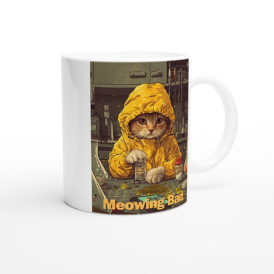 Taza Blanca con Impresión de Gato "Hierbas de Heisenberg" Michilandia | La tienda online de los fans de gatos