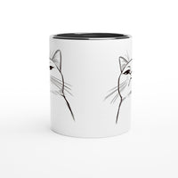 Taza Bicolor con Impresión de Gato "Mirada Desafiante" Michilandia