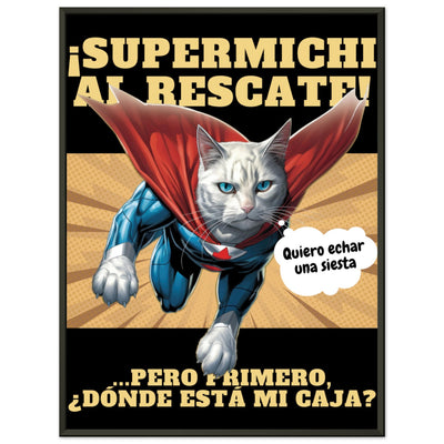 Póster Semibrillante de Gato con Marco Metal 