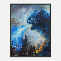 Póster Semibrillante con Marco Metal "Kaiju Gatuno" Michilandia