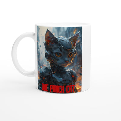 Taza Blanca con Impresión de Gato 