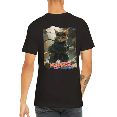 Camiseta Prémium Unisex Impresión Trasera de Gato 