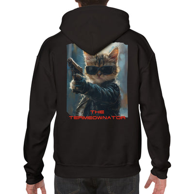 Sudadera con capucha Prémium Unisex Impresión Trasera de Gato 