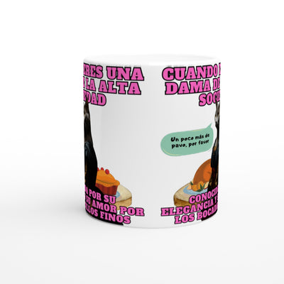 Taza Blanca con Impresión de Gato "Dama Felina" Michilandia | La tienda online de los fans de gatos