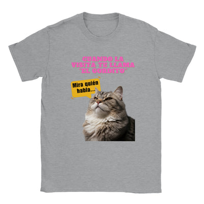 Camiseta unisex estampado de gato "Mira Quién Habla" Michilandia | La tienda online de los amantes de gatos