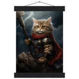 Póster semibrillante de gato con colgador "Felino de Asgard"