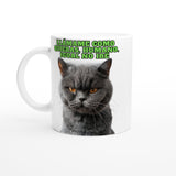 Taza Blanca con Impresión de Gato "Actitud Miau" Michilandia | La tienda online de los fans de gatos