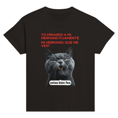 Camiseta Junior Unisex Estampado de Gato "Sarcasmo Felino" Michilandia | La tienda online de los fans de gatos