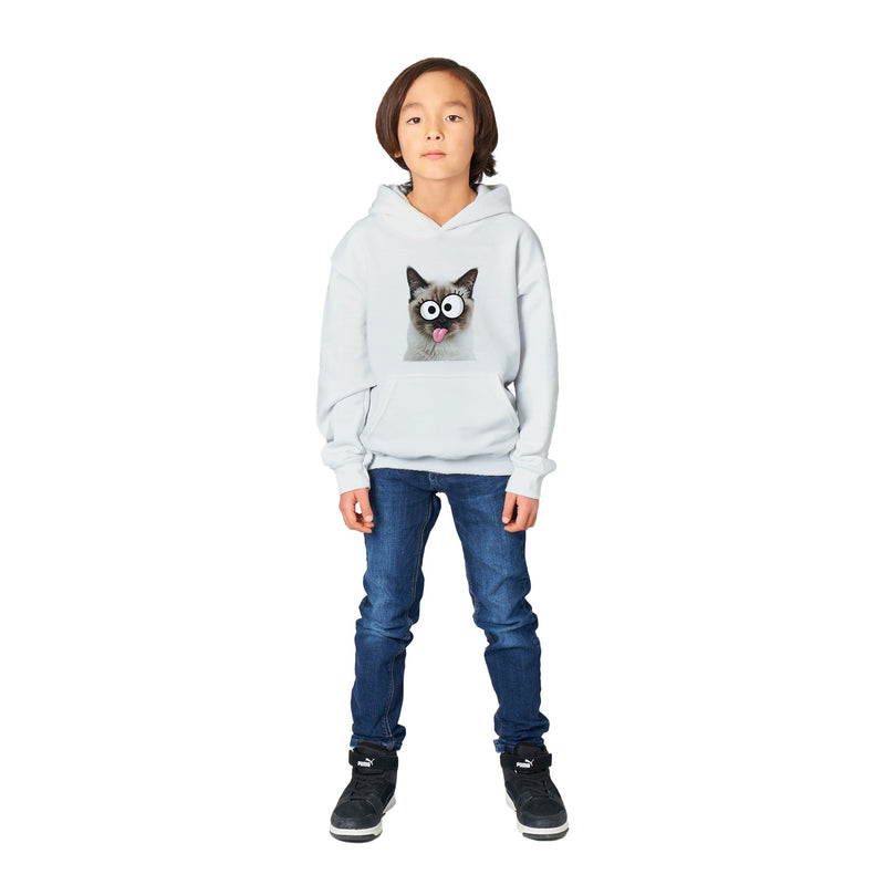 Sudadera con capucha júnior estampado de gato "Birmano Travieso" Michilandia