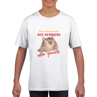 Camiseta Junior Unisex Estampado de Gato 