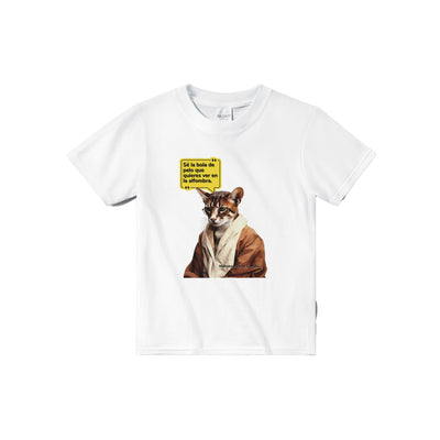 Camiseta júnior unisex estampado de gato "Mahatma Michi Gandhi" Michilandia | La tienda online de los amantes de gatos