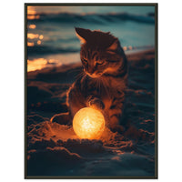 Póster Semibrillante de Gato con Marco Metal "Diversión Solar" Michilandia | La tienda online de los fans de gatos