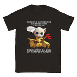Camiseta unisex estampado de gato "One Punch Cat" Negro