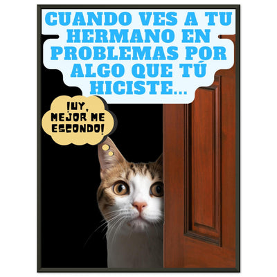 Póster Semibrillante de Gato con Marco Metal 